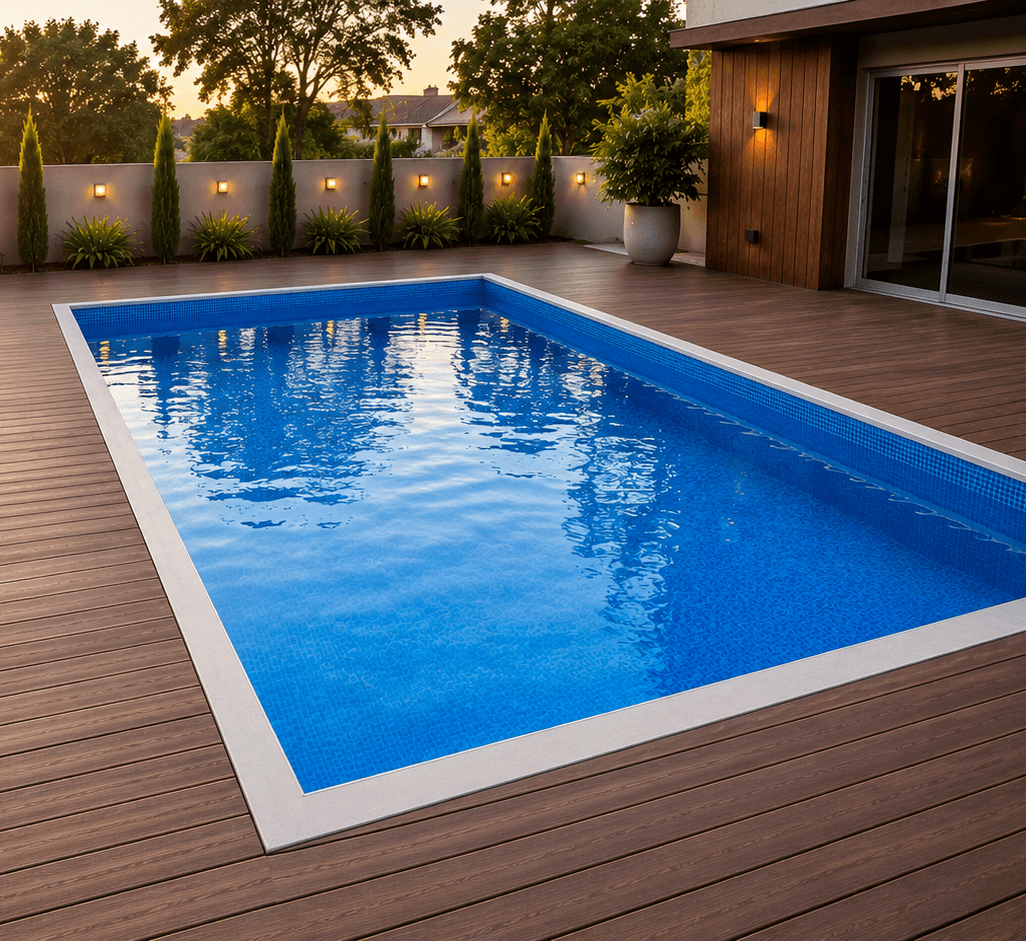 Piscina com revestimento de vinil novo, recém-instalado
