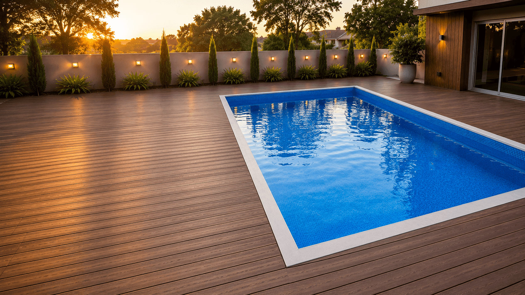 Piscina com revestimento de vinil novo, recém-instalado